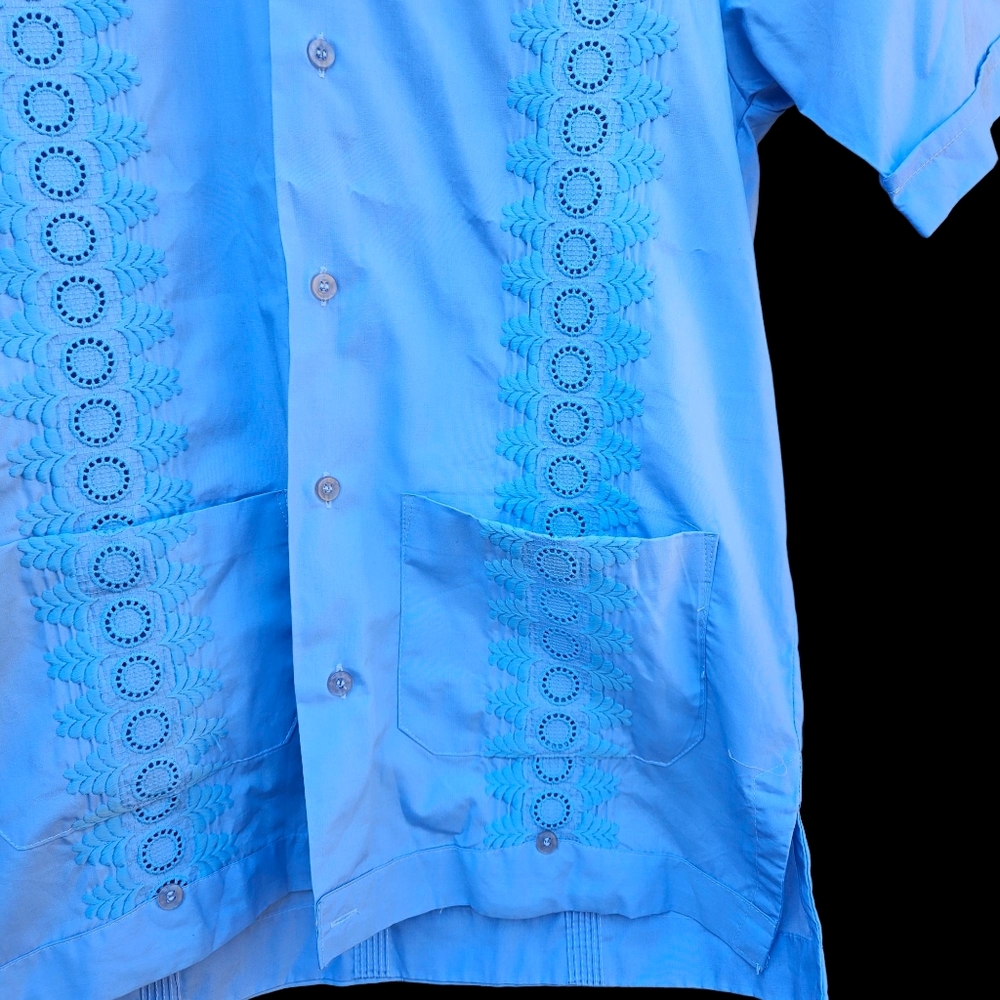Light Blue Short Sleeve Shirt Men Size S - Picture 5 of 15